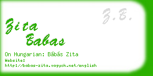 zita babas business card
