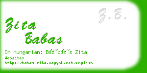 zita babas business card